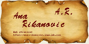Ana Rikanović vizit kartica
